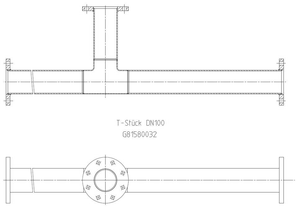 G81580032 T-Stück DN100 KZ