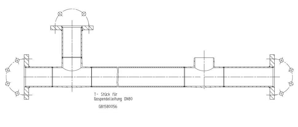 G81580056 T-Stueck DN80 Gaspendelleitung KZ